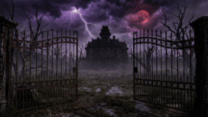 Dark atmospheric horror scene backdrop