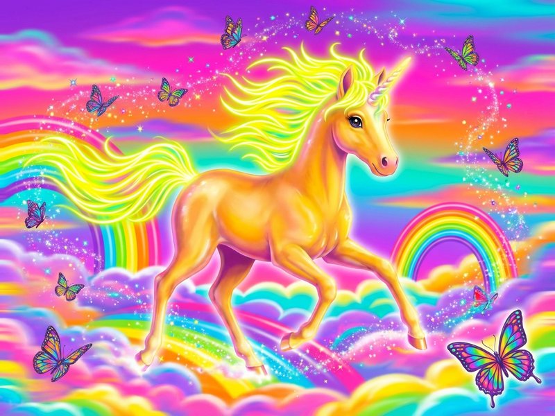 Butterscotch the unicorn in neon yellow